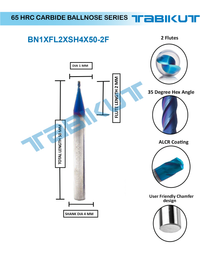 Thumbnail for 1 mm Carbide ballnose 65 HRC 2 Flutes PACK OF 1