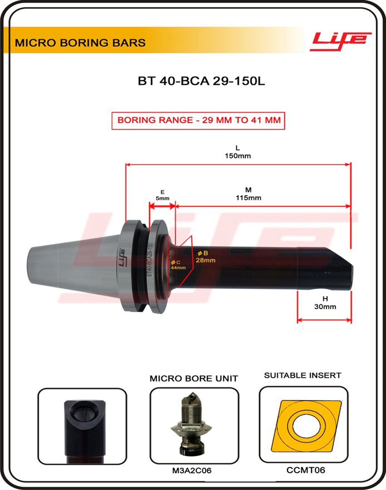 Micro Boring Bars Bca 29-38mm