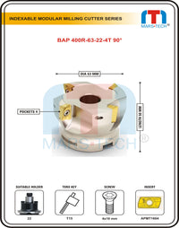 Thumbnail for BAP400R-63-22-4T Face Milling Cutter Dia
