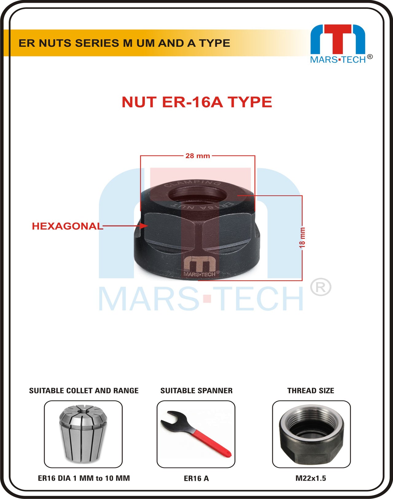 Mars-Tech ER Nuts ER16 A AND M