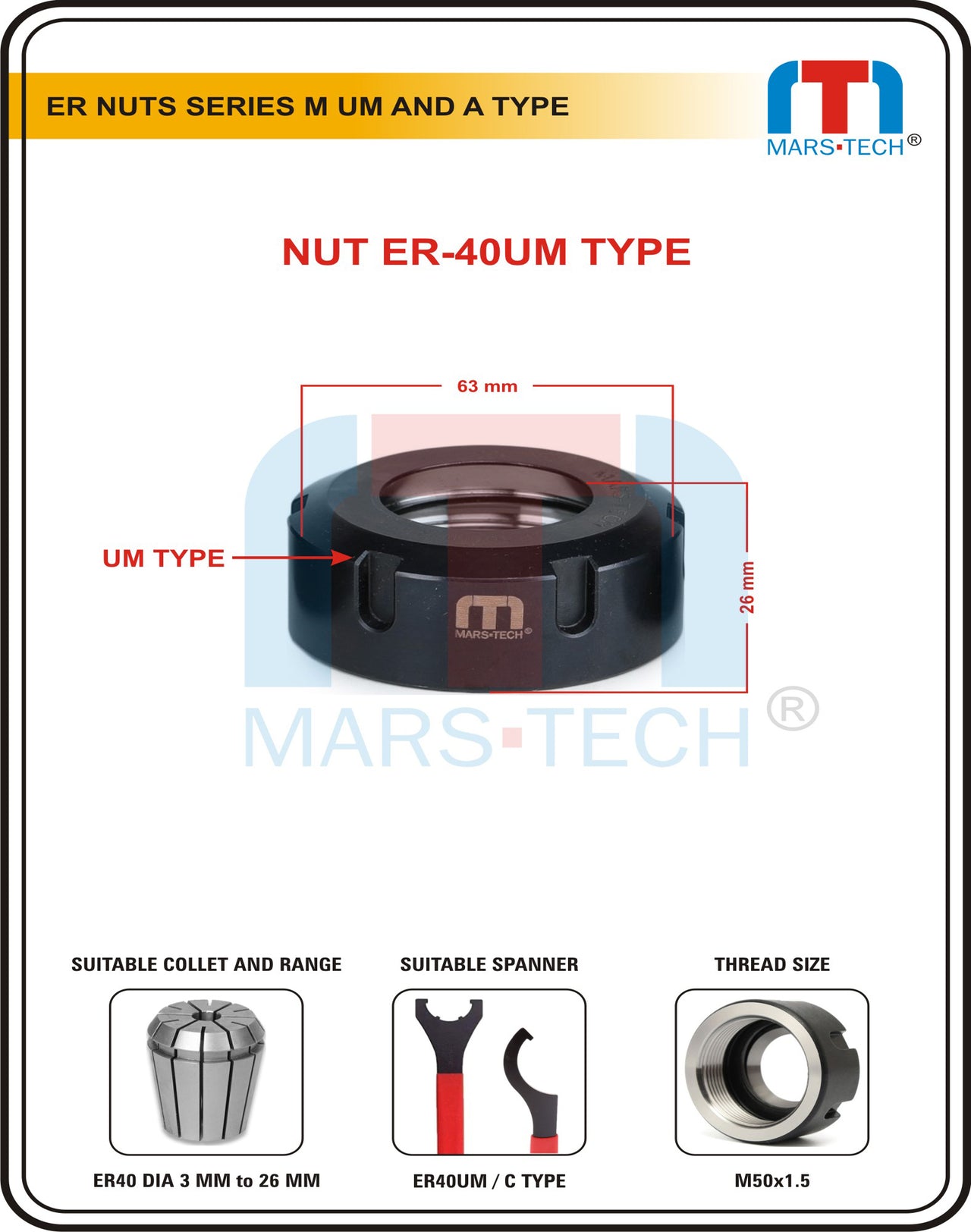 Mars-Tech ER Nut ER40 UM Type