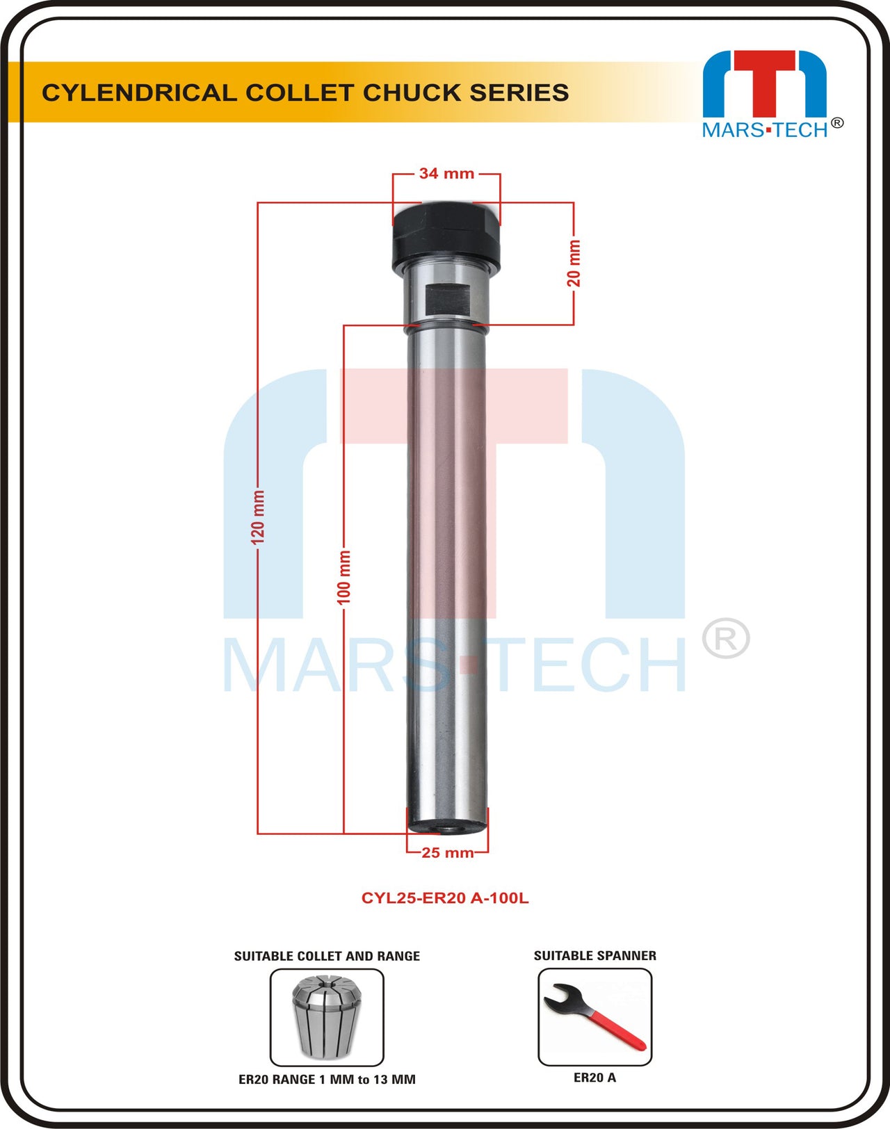Straight Shank Collet Chuck ER20 A and M Type