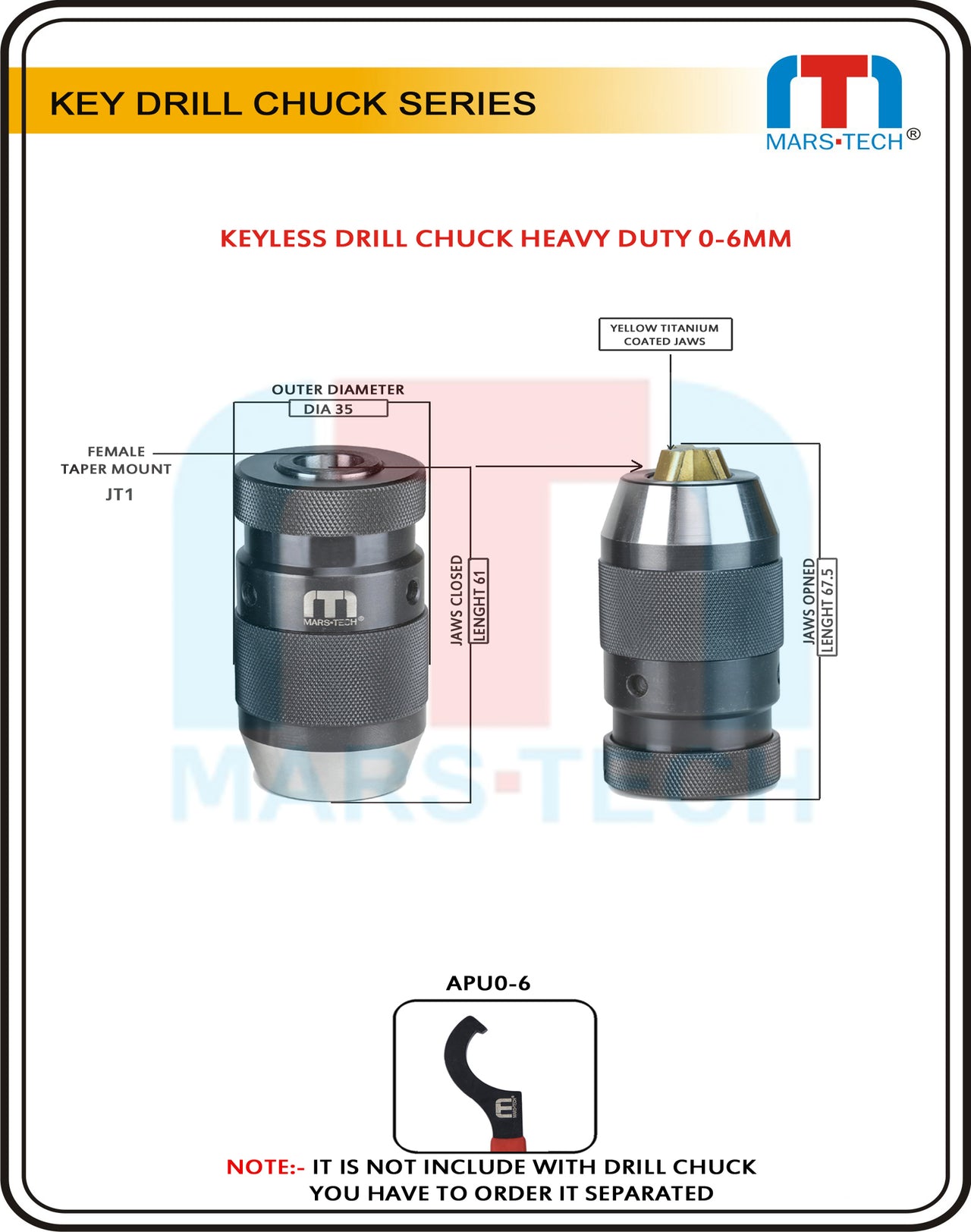 Keyless Drill Chuck 0-6mm