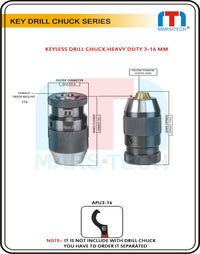 Thumbnail for Keyless Drill Chuck 3-16mm