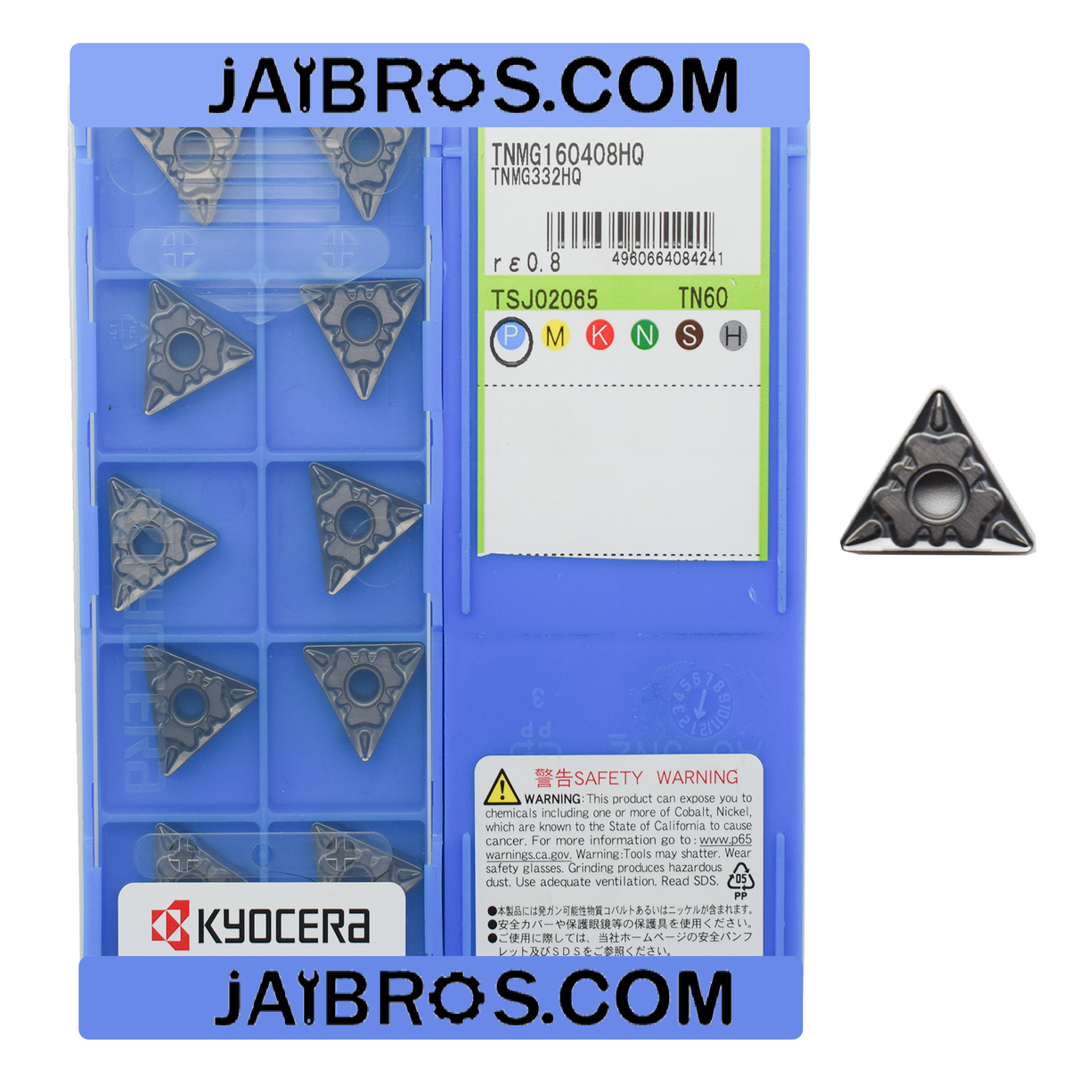Kyocera Tnmg160404/08 hq tn60 turning insert cermet grade pack of 10 –  Jaibros