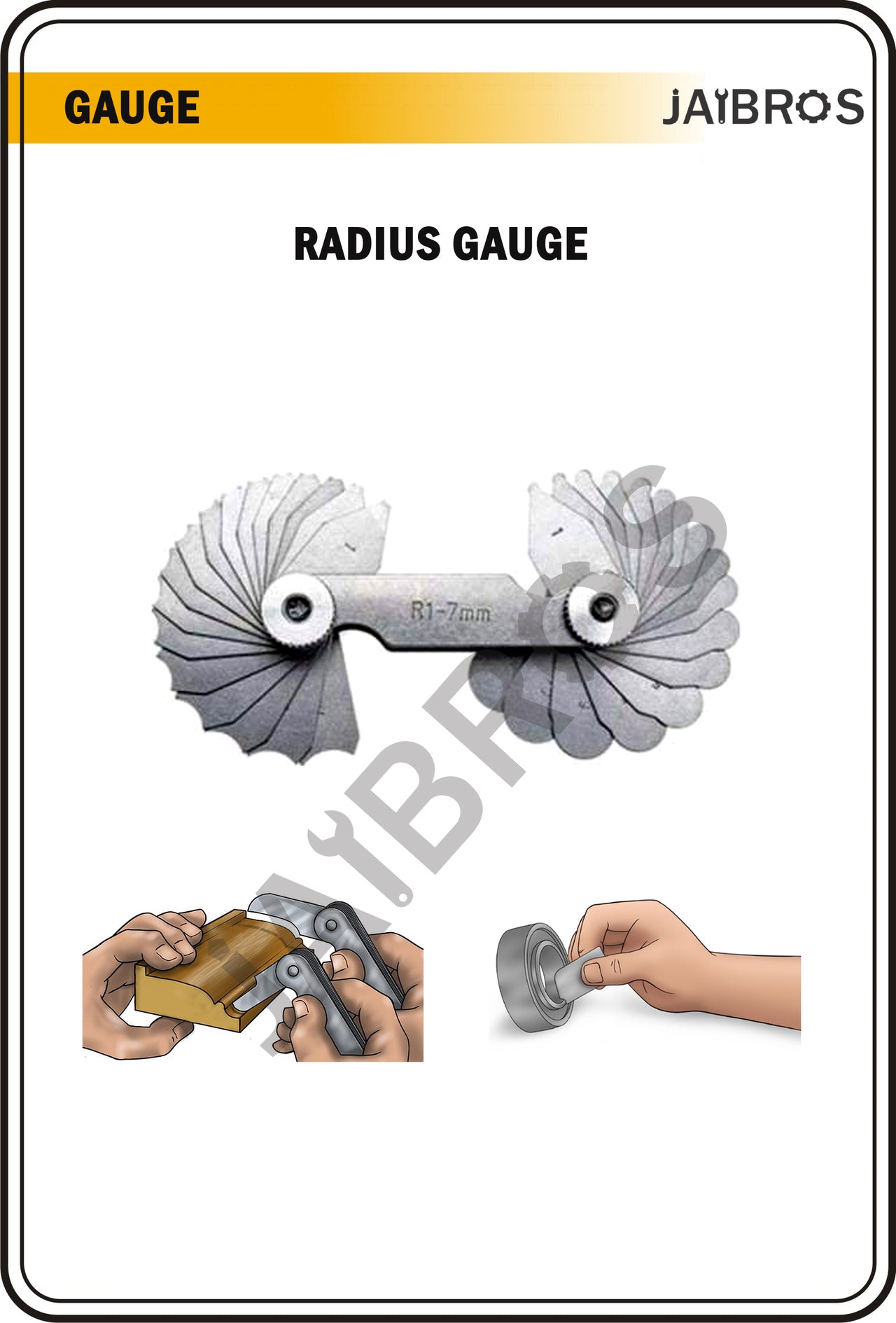 Radius gauge 1 mm to 7 mm