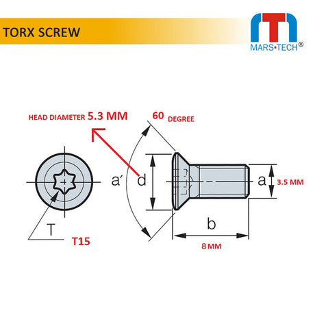 Torx Screw 3.5 Mm T15 High Precision( Pack Of 10 Pcs )