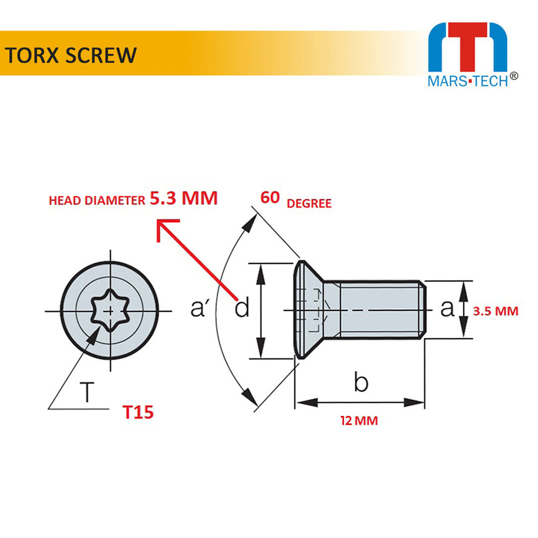 Torx Screw 3.5 Mm T15 High Precision( Pack Of 10 Pcs )