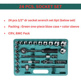 Half Inch Square Socket Set | Chrome Vanadium Steel| 24 Pcs Set E624BM