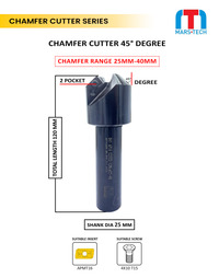 Thumbnail for APMT16 OTHER EDGE Chamfer Cutter 45 Degree 25-40  mm 120 long pack of 1