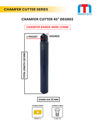 Thumbnail for APMT11 OTHER EDGE Chamfer Cutter 45 Degree 4-15 mm 120 long pack of 1