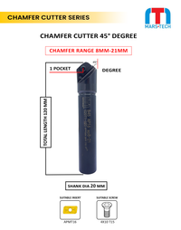 Thumbnail for APMT16 OTHER EDGE Chamfer Cutter 45 Degree 8-21  mm 120 long pack of 1