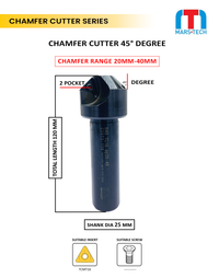 Thumbnail for Chamfer Cutter 45 Degree 20-40 mm 120 long pack of 1