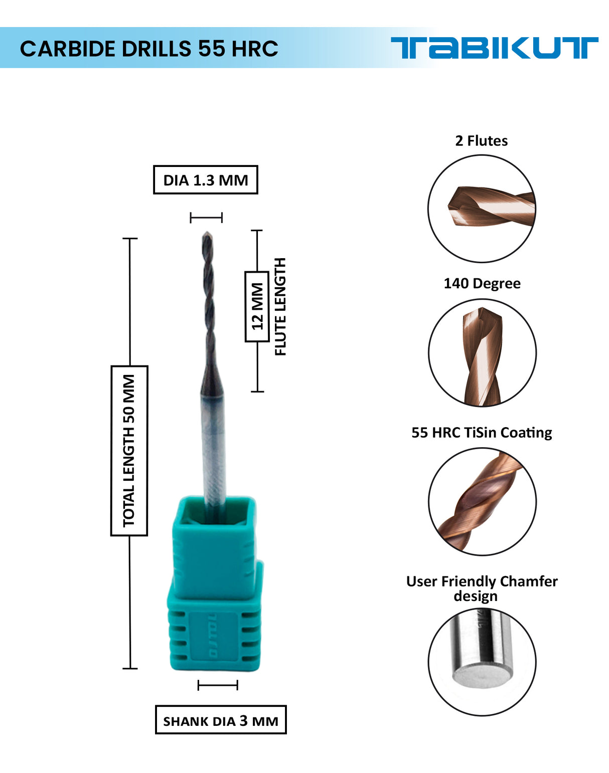 TABIKUT drill 1 mm to 1.9 mm pack of 1 (1 piece as per size choosen )