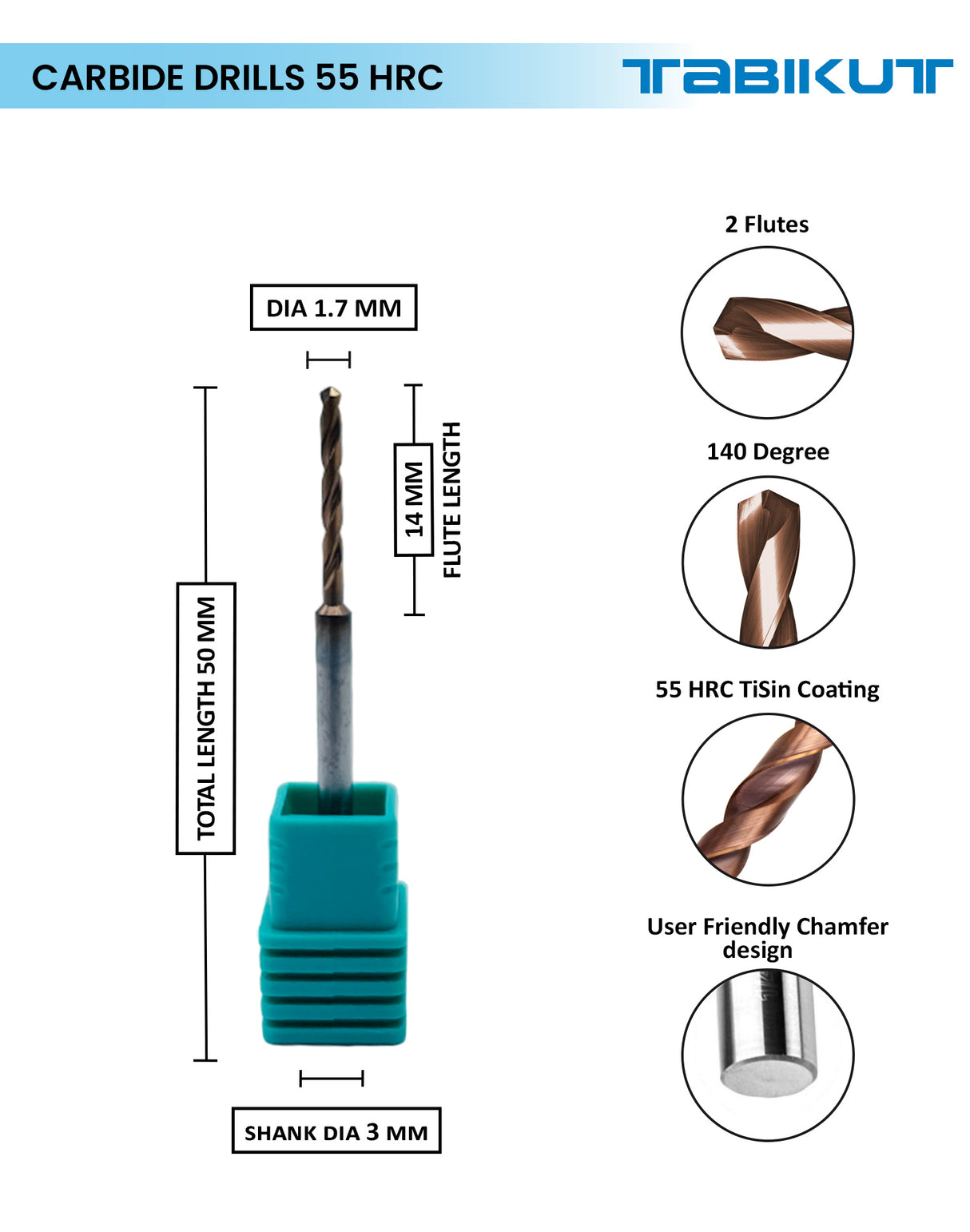 TABIKUT drill 1 mm to 1.9 mm pack of 1 (1 piece as per size choosen )