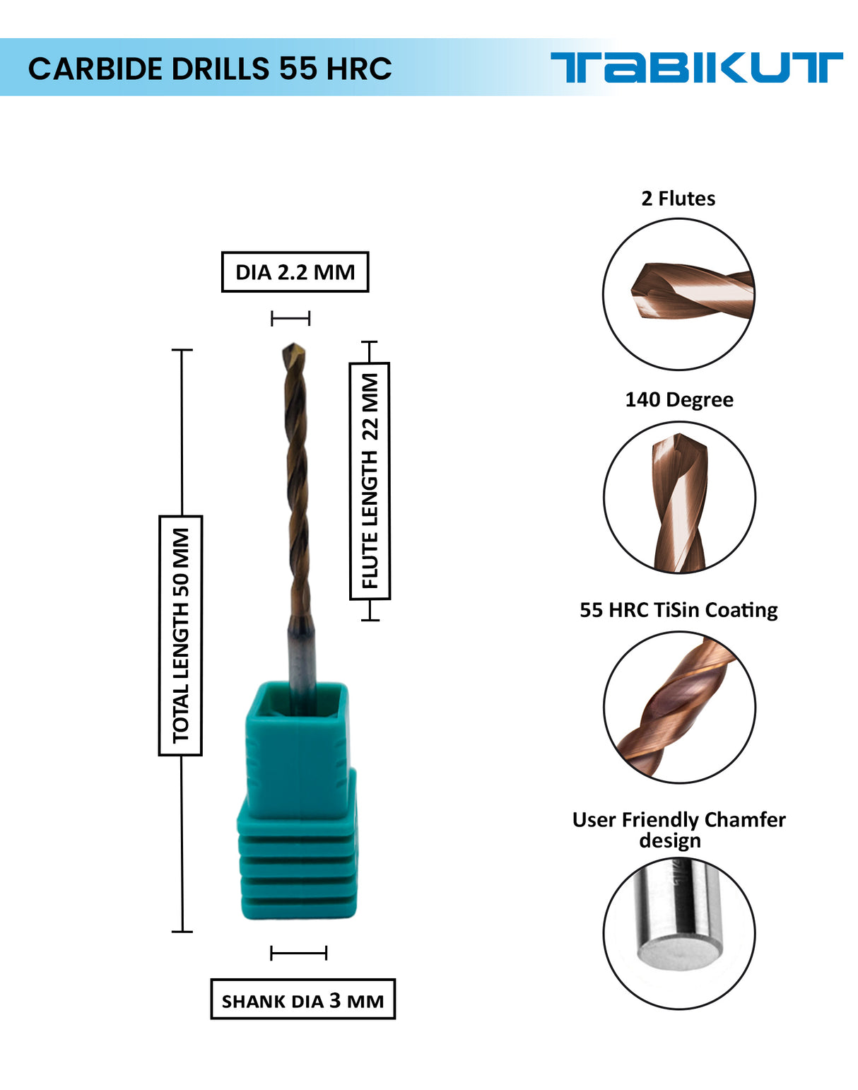 Tabikut drill 2 mm to 2.9 mm pack of 1 (1 piece as per size choosen )