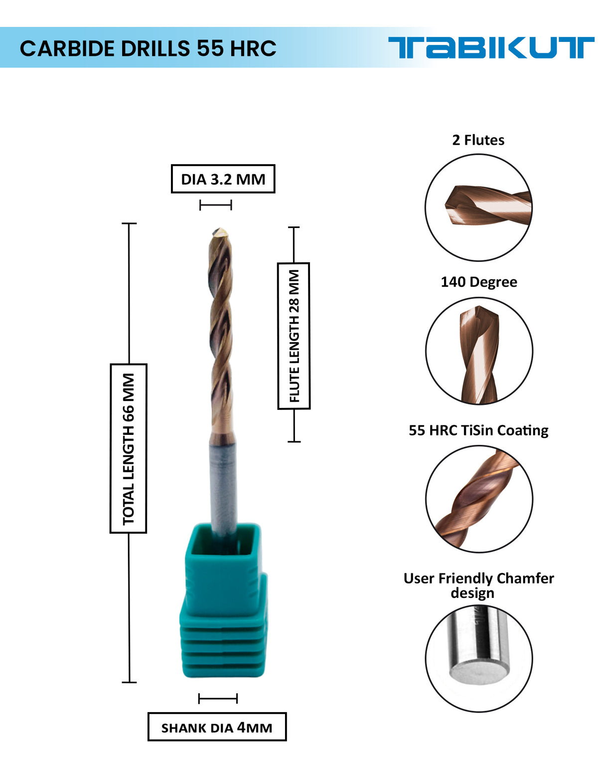 Tabikut drill 3 mm to 3.9 mm pack of 1 (1 piece as per size choosen )