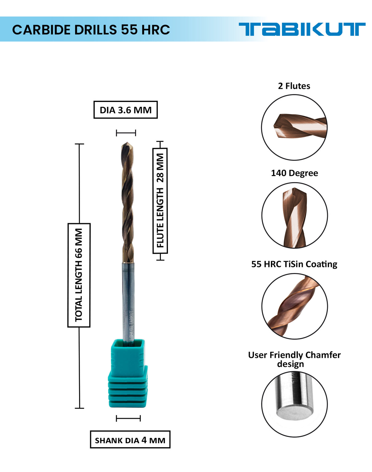 Tabikut drill 3 mm to 3.9 mm pack of 1 (1 piece as per size choosen )