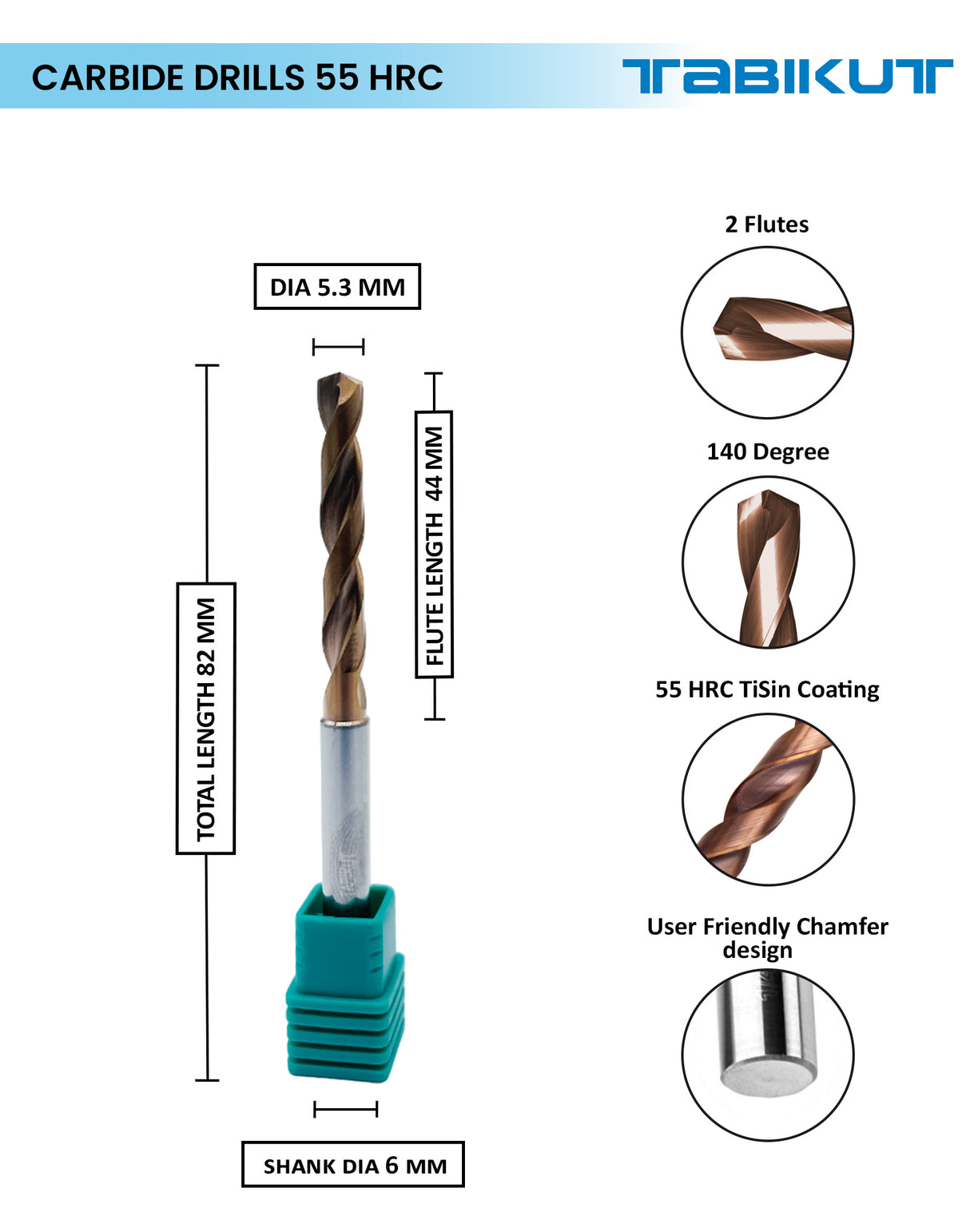 Tabikut Drill 5 mm to 5.9 mm pack of 1 (1 piece as per size choosen )