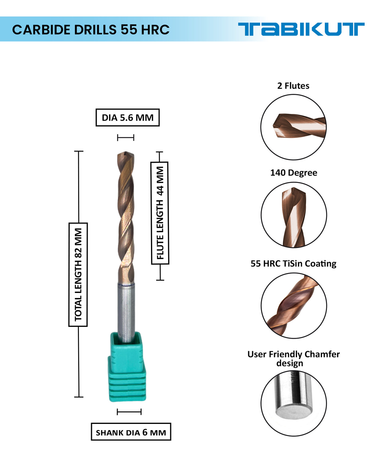 Tabikut Drill 5 mm to 5.9 mm pack of 1 (1 piece as per size choosen )