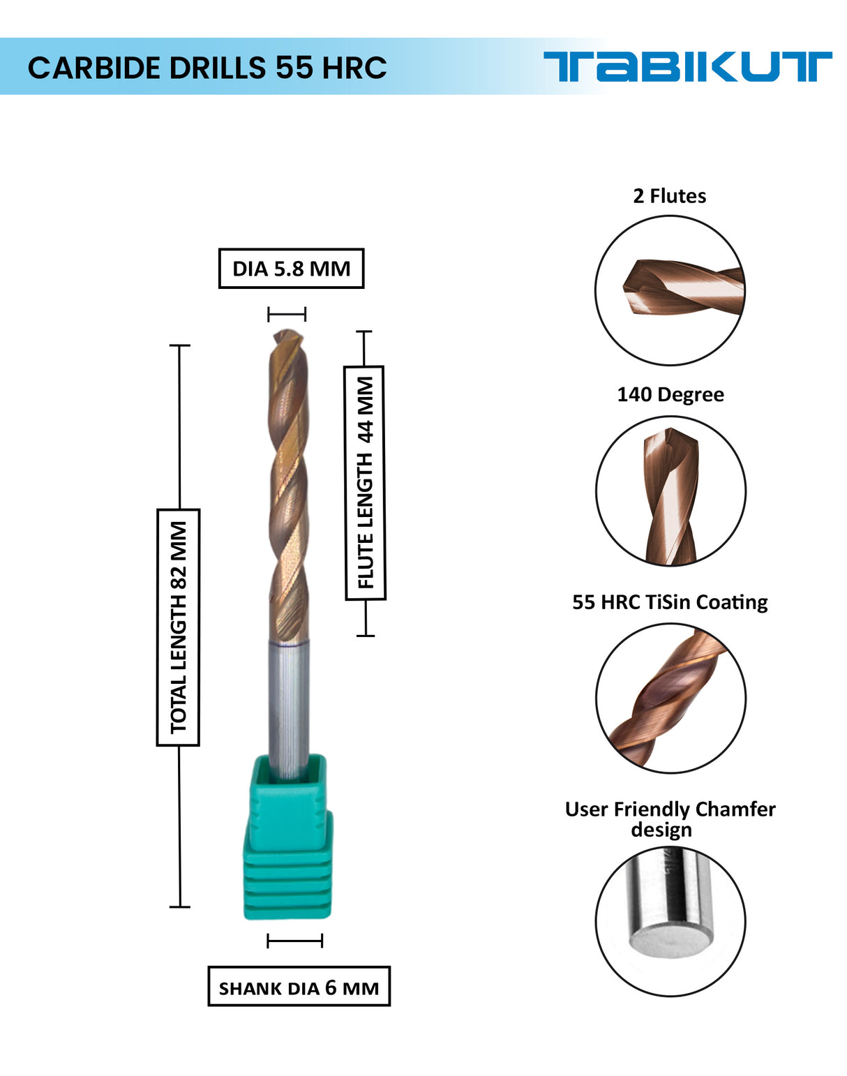 Tabikut Drill 5 mm to 5.9 mm pack of 1 (1 piece as per size choosen )