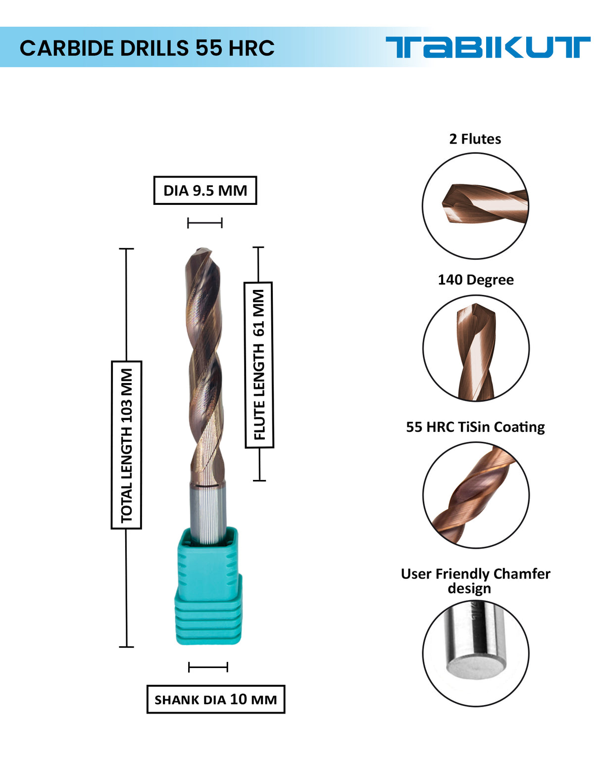 Tabikut drill 9 mm to 9.9 mm pack of 1 (1 piece as per size choosen )