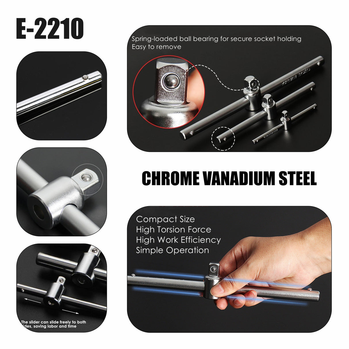 Sliding Bar, Chrome Vanadium Steel E-2210