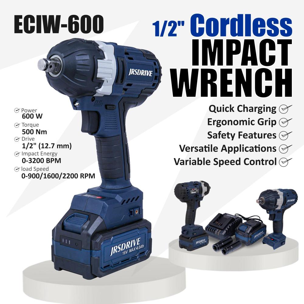 1/2" Cordless Impact Wrench-500Nm, ECIW-600