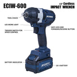 1/2" Cordless Impact Wrench-500Nm, ECIW-600