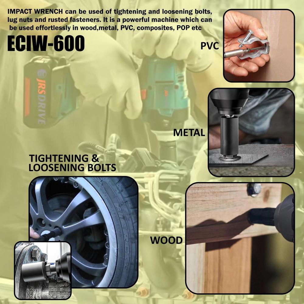 1/2" Cordless Impact Wrench-500Nm, ECIW-600