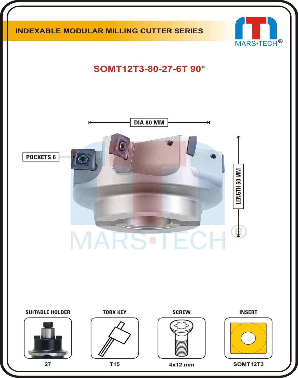 SOMT12T3 Indexable Cutter Dia 80