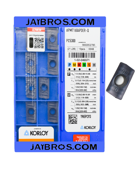 Korloy APMT1604 pder pc5300 Carbide Insert pack of 10 - Jaibros