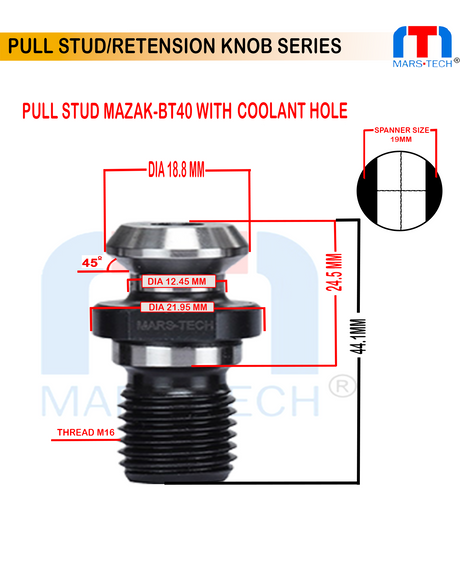 MAZAK BT40 Pull Stud With Hole And Without Hole