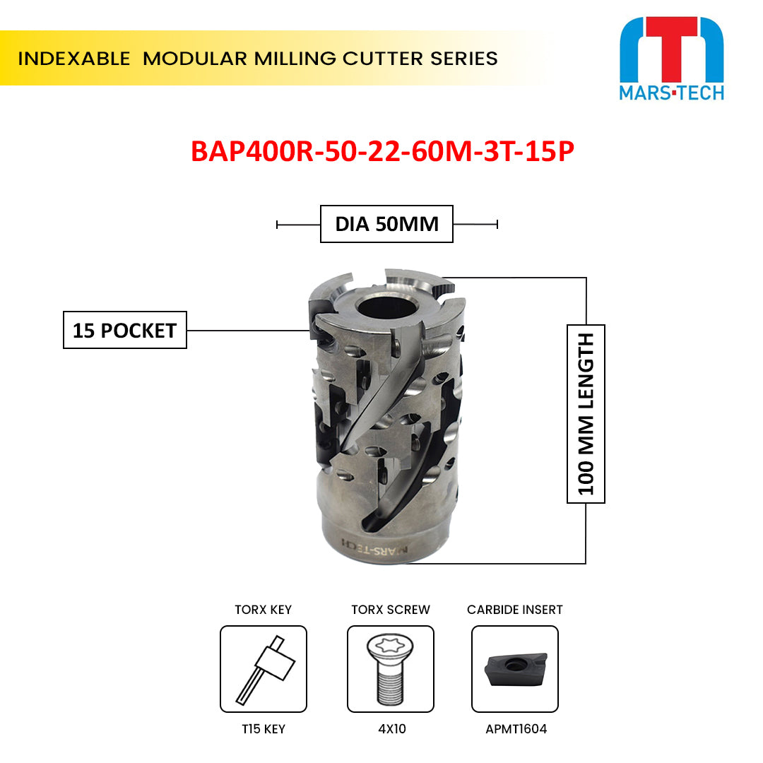 50 mm roughing cutter moduler type suitable to apmt1604