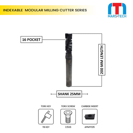 Helical rougher cutter for apmt1135 insert 25 mm