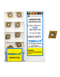 Thumbnail for CCMT09T304/08 tk 4509 TABIKUT Carbide Insert For Steel Black Pack Of 10
