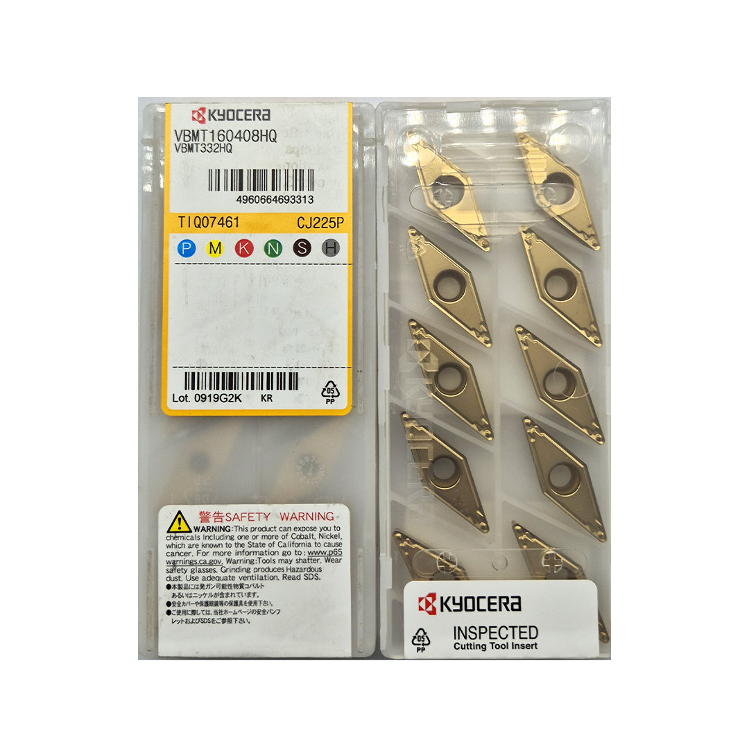 Kyocera turning insert vbmt160404/08 hq cj225 grade pack of 10