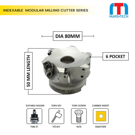 High Feed Cutter Dia 80 Mm For SDMT1205 Insert Suitable To Deskar, Gesac Brand