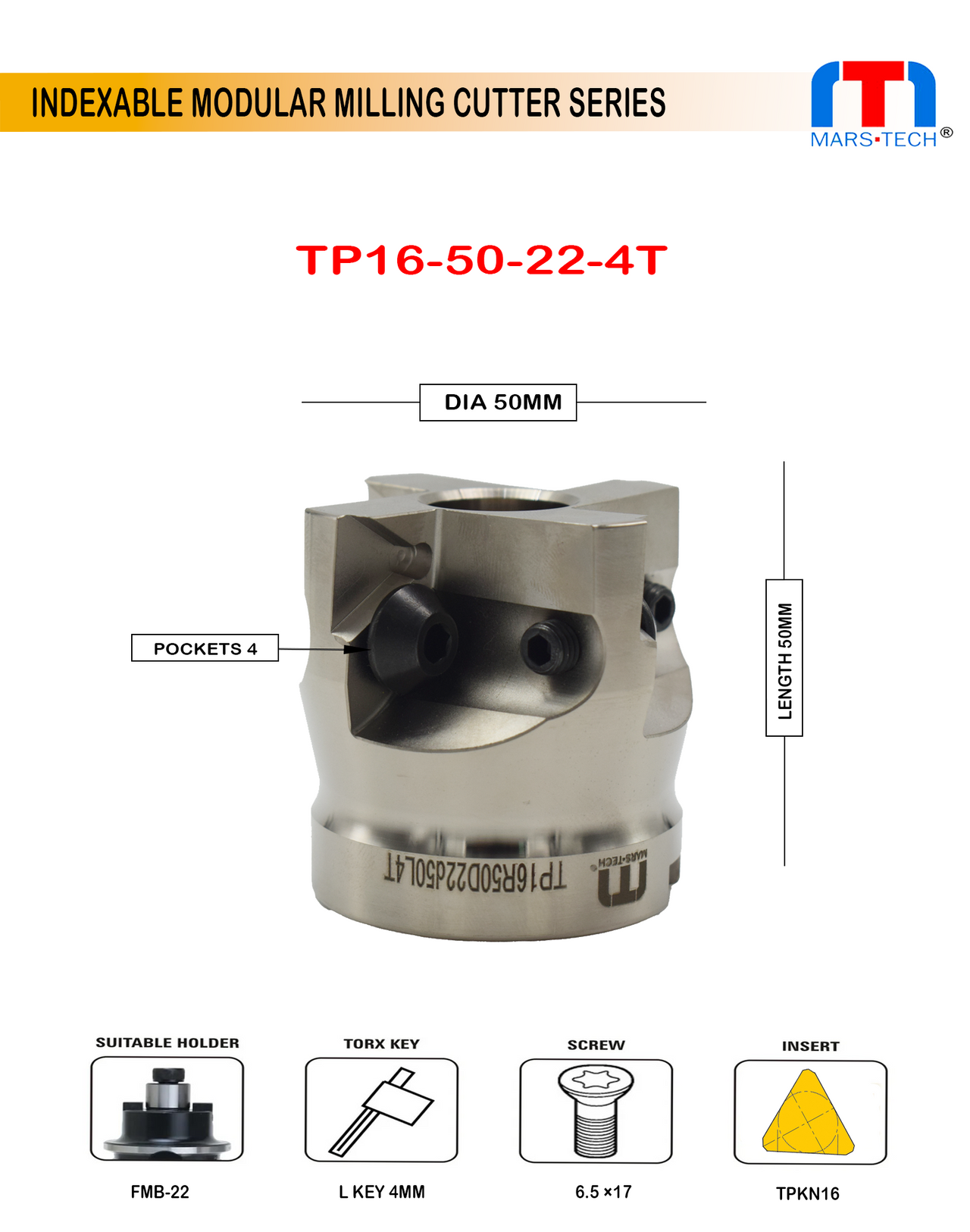 TPKN16 Milling cutter 50/63/80 mm pack of 1