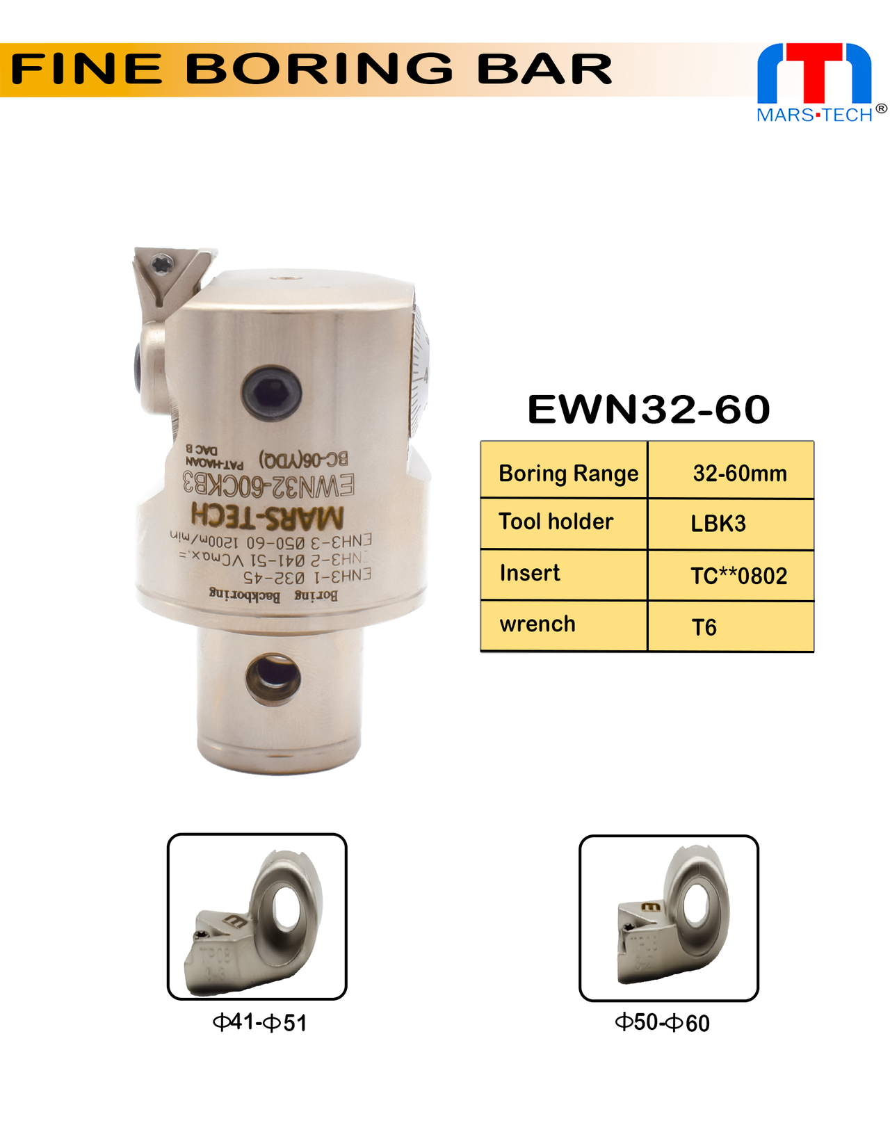 EWN32-60 mm range fine boring head pack of 1