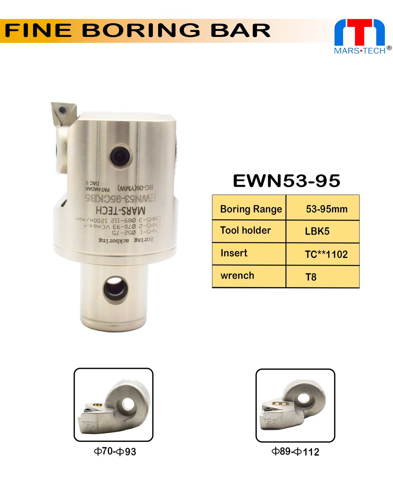 EWN53-95 mm range fine boring head / cartridge pack of 1