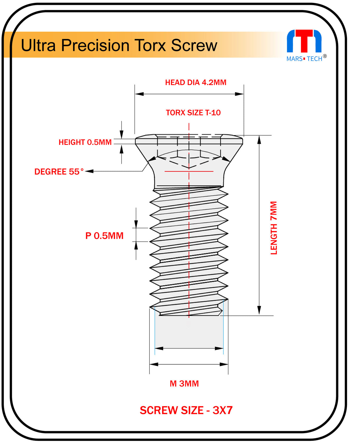 Ultra Precision Screw 3x7mm long Pack of 10 nos.