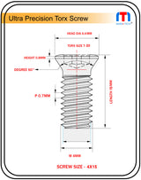 Ultra Precision Screw 4x15 T20mm long Pack of 10 nos.