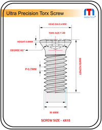 Thumbnail for Ultra Precision Screw 4x15 T20mm long Pack of 10 nos.
