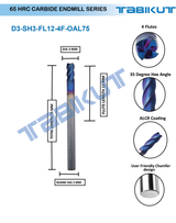 3 mm Carbide Endmill 65 HRC 4 Flutes PACK OF 1