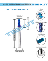 3 mm Carbide ballnose 65 HRC 2 Flutes PACK OF 1