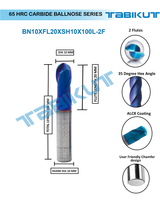 10 mm Carbide ballnose 65 HRC 2 Flutes PACK OF 1