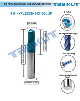 14 mm Carbide ballnose 65 HRC 2 Flutes PACK OF 1