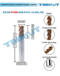 Thumbnail for Corner Radius Endmill 6 mm in 0.5 and 1 mm radius pack of 1