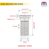 Ultra Precision Screw 4mm x 10mm long Pack of 10 nos.